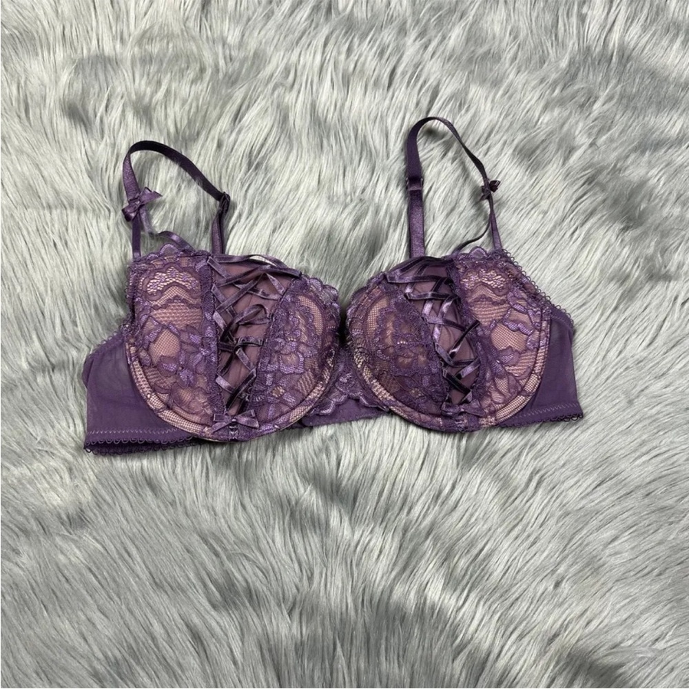 Adore Me Purple Lace Enny Balconette Bra 34C